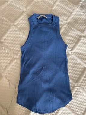Zara Ribbed Blue Tank Top